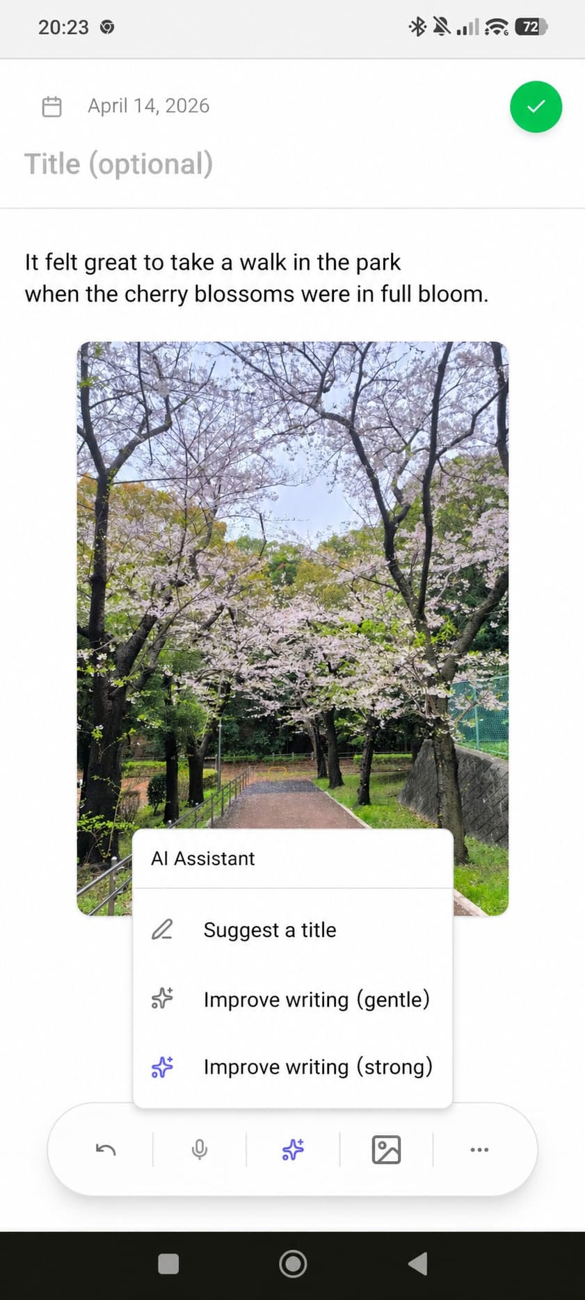 Editor screen with AI controls