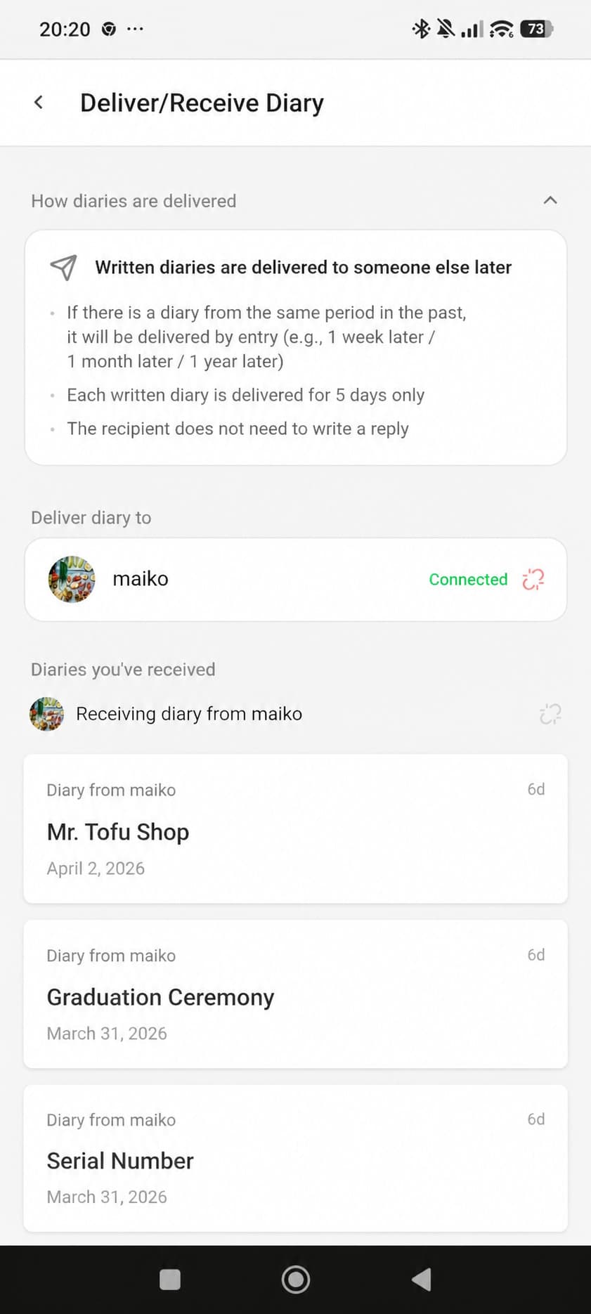 Shared partner connection screen